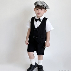 Set vest gile sơ mi ngắn tay cho bé trai phong cách Hàn Quốc cho bé mặc sinh nhật, thôi nôi đi tiệc BERNIE 0624B07 (Size 1-7 tuổi)