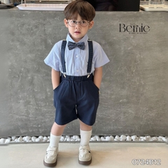 Set vest gile ngắn tay công tử hàn quốc túi khăn cho bé trai thôi nôi sinh nhật đi tiệc 1đến 7 tuổi BERNIE 0424B32