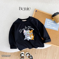 Áo thun cotton tay dài họa tiết mèo và chuột dễ thương cho bé trai bé gái 1đến 7 tuổi BERNIE 0524A37