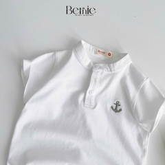 Áo thun tay raplang màu trắng chất cotton cho bé trai bé gái đi học đi chơi 1 tới 7t BERNIE 0624A03