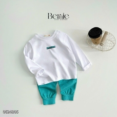 Set bộ thun tay dài unisex chất cotton họa tiết in chữ cho bé trai bé gái size 1đến 7 tuổi BERNIE 0624B05