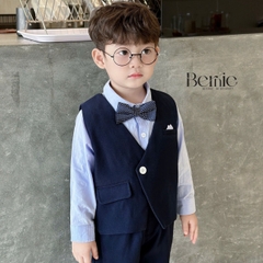 Set vest dài gile áo sơ mi túi khăn công tử lịch lãm bé trai thôi nôi sinh nhật 1 đến 7 tuổi BERNIE 0824b06