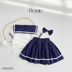 Bộ đồ thun Polo cho bé trai bé gái đồng phục BERNIE thủy thủ quần short ngắn chân váy xếp ly 8-30kg H0924B04