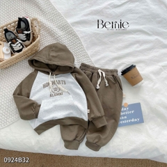 Set bộ thun dài tay thu đông cho bé trai bé gái dáng hoodie có mũ Bernie kids 1 đến 7 tuổi 0924B32
