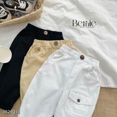 Quần kaki dài bé trai phối túi hộp đính cúc nhiều màu bé trai đi học đi chơi 1đến 7t BERNIE 0624Q32