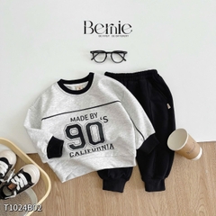 Set Bộ thun quần áo dài tay thu đông cho bé trai phong cách thể thao in số 90 BERNIE 1 đến 7 tuổi T1024B02