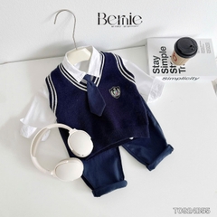 Set sơ mi trắng dài tay học sinh cho bé trai phong cách hàn quốc 1 đến 7 tuổi BERNIE T0924B55
