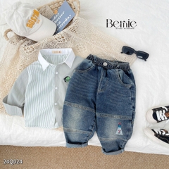 Quần dài quần denim túi hộp phong cách cho bé trai phong cách sành điệu 1 đến 7 tuổi BERNIE 24Q024