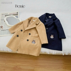 Áo khoác dạ măng tô mangto cho bé trai bé gái unisex 1 đến 7 tuổi màu xanh than màu be Bernie 0924A16