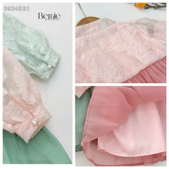 Set so mi dài Hanbok mặc tết phong cách hàn quốc dễ thương cho bé gái hoạ tiết hoa xuân màu hồng màu xanh hàn quốc cho bé 1 đến 7 tuổi BERNIE 0924B21
