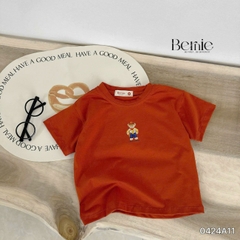 áo phông ngắn tay trơn cho bé trai bé gái, áo thun ngắn tay cotton màu trắng vàng xanh đen cam 1 đến 6 tuổi BERNIE 0424A11