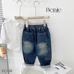 Quần dài quần denim phối túi, Wax phong cách cho bé trai phong cách sành điệu 1 đến 7 tuổi BERNIE 24Q026