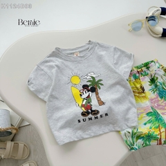 Set bộ thun tay ngắn set đi biển họa tiết Snoopy cho bé trai áo thun cotton quần đũi mềm mại size 1 đến 7 tuổi BERNIE 0124B43