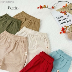 Đồ bộ unisex tay ngắn chất thun tăm cho bé trai bé gái họa tiết thêu gấu size từ 9 đến 24kg BERNIE H0125B14