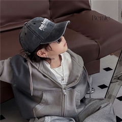 Mũ lưỡi trai jean thêu chữ nổi unisex cho bé trai bé gái phong cách Hàn quốc BERNIE 48-52cm cho bé 2 đến 6 tuổi