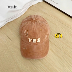Mũ lưỡi trai unisex cho bé trai bé gái chất jean loang đính chữ Yes phong cách Hàn quốc 49-53cm bé 2 đến 6 tuổi BERNIE 