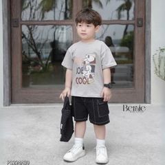 Áo phông tay ngắn unisex cho bé trai bé gái thun cotton họa tiết hoạt hình size 9 tới 28kg BERNIE P1224A30