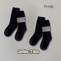 Tất vớ trơn sọc 1 bên unisex cho các bé trai bé gái nhà BERNIE basic nhiều màu trơn 2 đến 7 tuổi