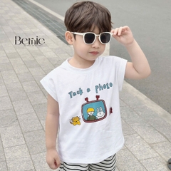 Set bộ tanktop bé trai áo thun ba lỗ in họa tiết kèm quần short kẻ sọc 1 đến 7 tuổi BERNIE T0225B28