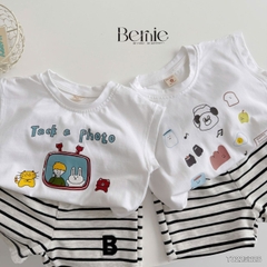 Set bộ tanktop bé trai áo thun ba lỗ in họa tiết kèm quần short kẻ sọc 1 đến 7 tuổi BERNIE T0225B28