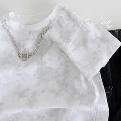 Áo thun cotton cộc tay loang màu phong cách hàn quốc kèm dây xích cho bé trai từ 1 đến 6 tuổi BERNIE