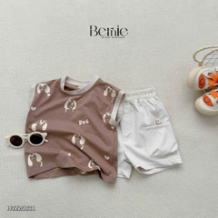 Set bộ tanktop họa tiết in trần cún cho bé trai kèm quần short 9 đến 25kg BERNIE H0225B31