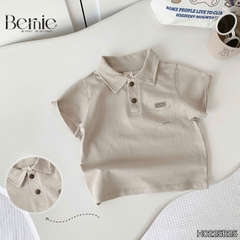 Set bộ polo tay ngắn màu nâu họa tiết in túi và chữ kèm quần short bé trai 1 đến 7t BERNIE H0225B25