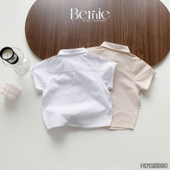 Set bộ sơ mi tay ngắn thêu gấu kèm cà vạt rời và quần short cho bé trai từ 9 đến 25kg BERNIE H0125B30