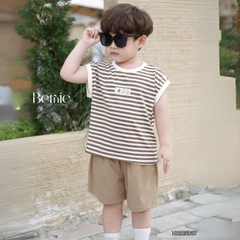 Set bộ ba lỗ set tanktop bé trai áo thun họa tiết kẻ ngang kèm quần short kaki size 1 đến 7 tuổi BERNIE H0225B37