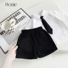 Set sơ mi cho bé trai bé gái áo sơ mi trắng kèm quần hoặc chân váy cùng cà vạt và nơ rời size 1 đến 7 tuổi BERNIE H0525B33