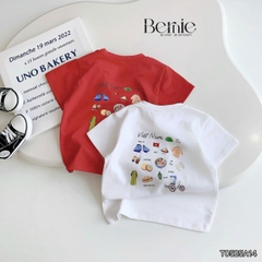 Áo thun tay ngắn unisex cho bé trai bé gái họa tiết in chữ Độc lập - Tự do size 9 tới 25kg BERNIE H0425A57