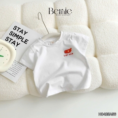 Áo thun tay ngắn unisex cho bé trai bé gái họa tiết in chữ Độc lập - Tự do size 9 tới 25kg BERNIE H0425A57