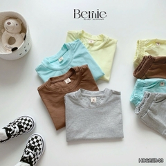 Set bộ quần áo cotton trơn basic cho bé trai bé gái mặc nhà đi học 8 tới 25kg BERNIE H0625B43