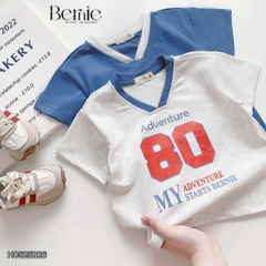 Set bộ thể thao tay ngắn phối màu họa tiết hình in 80 kèm quần short cho bé trai size 9 tới 28kg BERNIE H0525B26