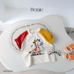 Set bộ cotton Hươu vui vẻ sắc màu cho bé trai áo thun cotton họa tiết Hươu nhỏ vui vẻ và quần short đùi kaki 1 đến 7 tuổi BERNIE H0725B64