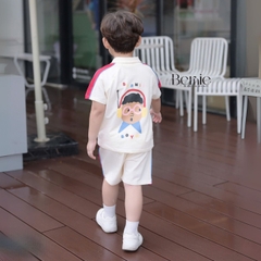 Set bộ polo cho bé trai áo thun tay ngắn họa tiết câụ bé kèm quần short size 1 đến 7 tuổi BERNIE T0725B60 
