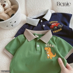 Set bộ polo tay ngắn họa tiết khủng long và ô tô kèm quần short đùi bé trai 9 tới 28kg BERNIE T0725B61
