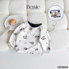 Set bộ thun cho bé trai tay dài áo thun họa tiết in trần xe cẩu kèm quần dài da cá size 9 tới 28kg BERNIE H0725B43