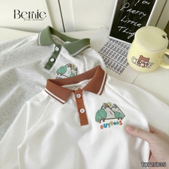 Set bộ polo thun cotton dài tay áo polo họa tiết hình in kèm quần dài cho bé trai size 9 tới 28kg BERNIE T0725B35