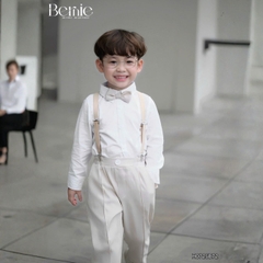 Set bộ vest gi lê bé trai 4 chi tiết áo sơ mi tay dài màu trắng phối gi le rời và quần dài kèm nơ cổ 1 đến 7 tuổi BERNIE H1123B014 - T525