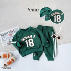 Set bộ dài thể thao unisex họa tiết hình in Double kèm quần dài cho bé trai bé gái size 9 tới 28kg BERNIE T0625B35