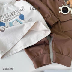Set bộ thun cotton dài tay cho bé trai áo thun họa tiết hình in dễ thương kèm quần dài size 9 tới 28kg BERNIE H0725B70