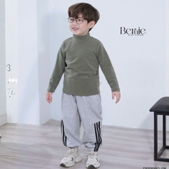 Áo giữ nhiệt cổ cao 3 phân dài tay basic màu trơn cho bé trai bé gái chất thun cotton 9 đến 28kg BERNIE T0725A45