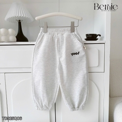 Quần dài quần nỉ da cá gấu bo chun họa tiết thêu chữ Yoo cho bé trai bé gái size 9 tới 25kg BERNIE T0925Q06