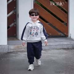 Set bộ nỉ 2 da tay dài áo hoodie phối màu kèm mũ họa tiết kèm quần dài đi chơi đi học 1 đến 7 tuổi BERNIE H0725B24
