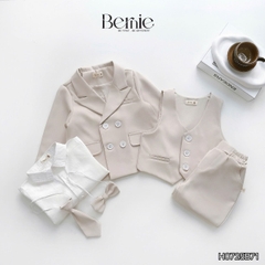 Set bộ vest hoàng gia 6 chi tiết dài tay màu nâu bé trai đi tiệc đi sự kiện size 9 tới 28kg BERNIE H0725B71