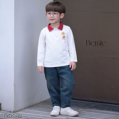 Set bộ polo tay dài áo polo cổ dệt họa tiết cậu bé kèm quần jean dài cho bé trai size 1 đến 7 tuổi BERNIE T0825B02