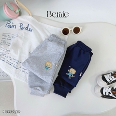 Quần dài quần nỉ da cá gấu bo chun họa tiết thêu chữ Yoo cho bé trai bé gái size 9 tới 25kg BERNIE T0925Q06