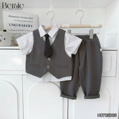  Set vest gi lê cộc tay quần dài Luxe 4 chi tiết cho bé trai phong cách Hàn quốc size 8 tới 25kg BERNIE H0725B85
