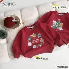 Áo Noel màu đỏ áo thun Giáng sinh dài tay cho bé trai bé gái size 1 đến 7 tuổi BERNIE T1025A04